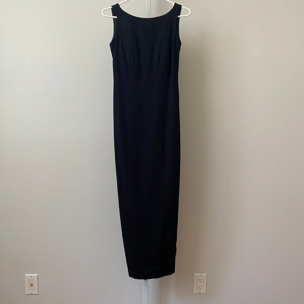 Laundry by Shelli Segal 2P Black Maxi Dress Back Bow Sleeveless E2598-P Formal